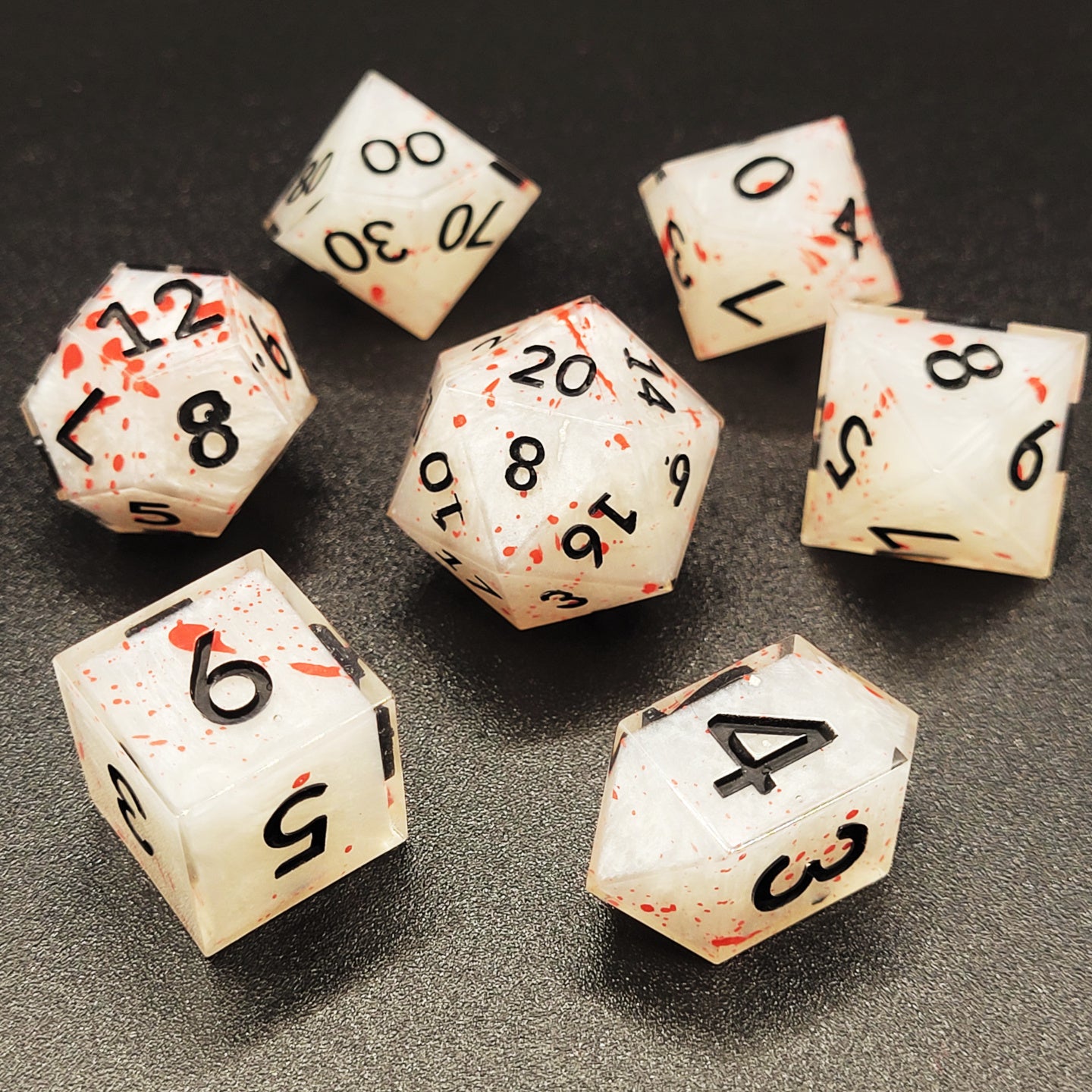 Blood Splatter Dice - 7 piece set